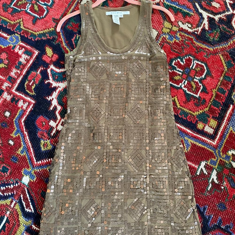 Max Studio Gold/Metallic Sequined Dress - Size S